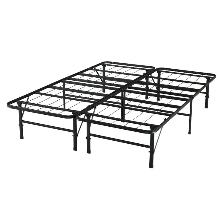 14 Foldable Metal Platform Bed Frame Mattress Foundation with Box Spring Replacement