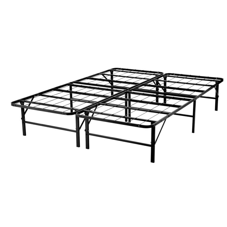 14 Foldable Metal Platform Bed Frame Mattress Foundation with Box Spring Replacement