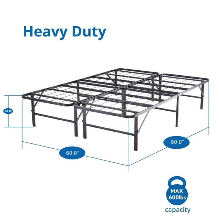 14 Foldable Metal Platform Bed Frame Mattress Foundation with Box Spring Replacement