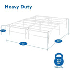 14 Foldable Metal Platform Bed Frame Mattress Foundation with Box Spring Replacement