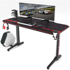 Ergonomic Gaming Desk T-Shaped Office PC Computer Desk with Full Desk Mouse Pad, Handle Rack, Cup Holder Headphone Hook