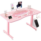 Ergonomic Gaming Desk T-Shaped Office PC Computer Desk with Full Desk Mouse Pad, Handle Rack, Cup Holder Headphone Hook
