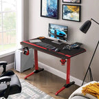 Ergonomic Gaming Desk T-Shaped Office PC Computer Desk with Full Desk Mouse Pad, Handle Rack, Cup Holder Headphone Hook