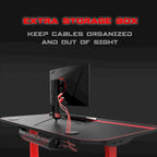 Ergonomic Gaming Desk T-Shaped Office PC Computer Desk with Full Desk Mouse Pad, Handle Rack, Cup Holder Headphone Hook