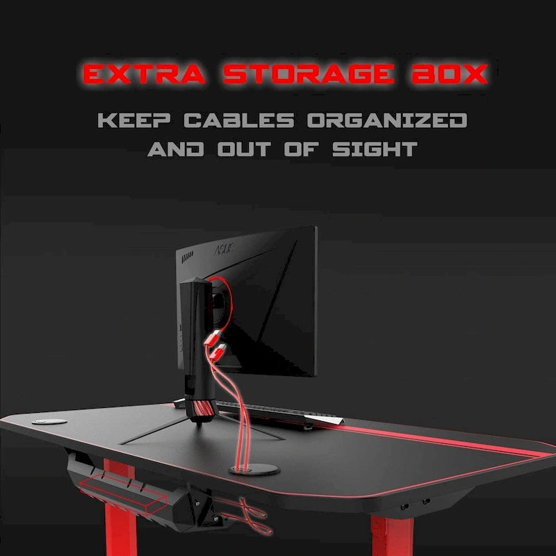 Ergonomic Gaming Desk T-Shaped Office PC Computer Desk with Full Desk Mouse Pad, Handle Rack, Cup Holder Headphone Hook