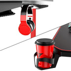 Ergonomic Gaming Desk T-Shaped Office PC Computer Desk with Full Desk Mouse Pad, Handle Rack, Cup Holder Headphone Hook