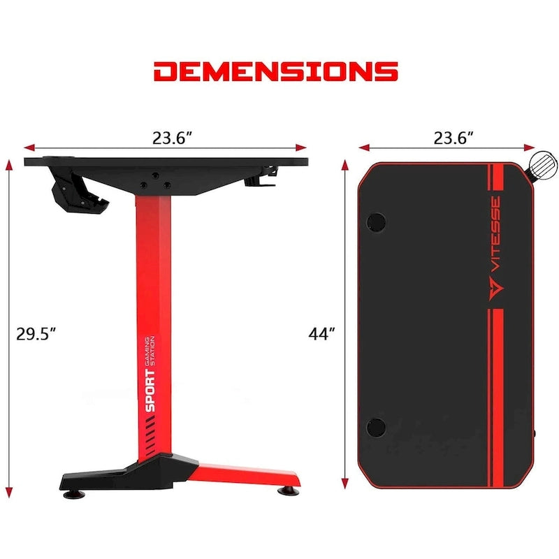 Ergonomic Gaming Desk T-Shaped Office PC Computer Desk with Full Desk Mouse Pad, Handle Rack, Cup Holder Headphone Hook