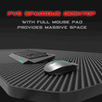 Ergonomic Gaming Desk T-Shaped Office PC Computer Desk with Full Desk Mouse Pad, Handle Rack, Cup Holder Headphone Hook
