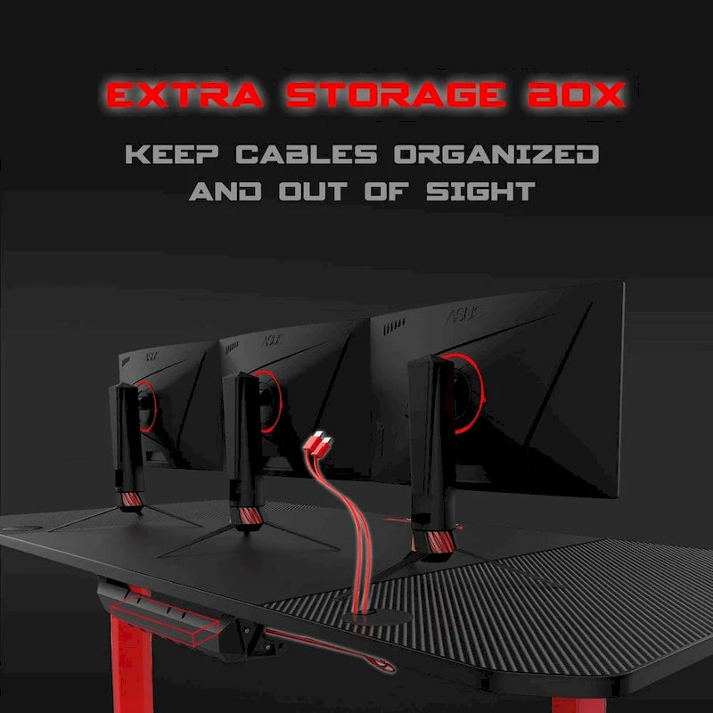 Ergonomic Gaming Desk T-Shaped Office PC Computer Desk with Full Desk Mouse Pad, Handle Rack, Cup Holder Headphone Hook