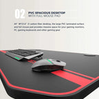 Ergonomic Gaming Desk T-Shaped Office PC Computer Desk with Full Desk Mouse Pad, Handle Rack, Cup Holder Headphone Hook