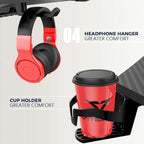 Ergonomic Gaming Desk T-Shaped Office PC Computer Desk with Full Desk Mouse Pad, Handle Rack, Cup Holder Headphone Hook