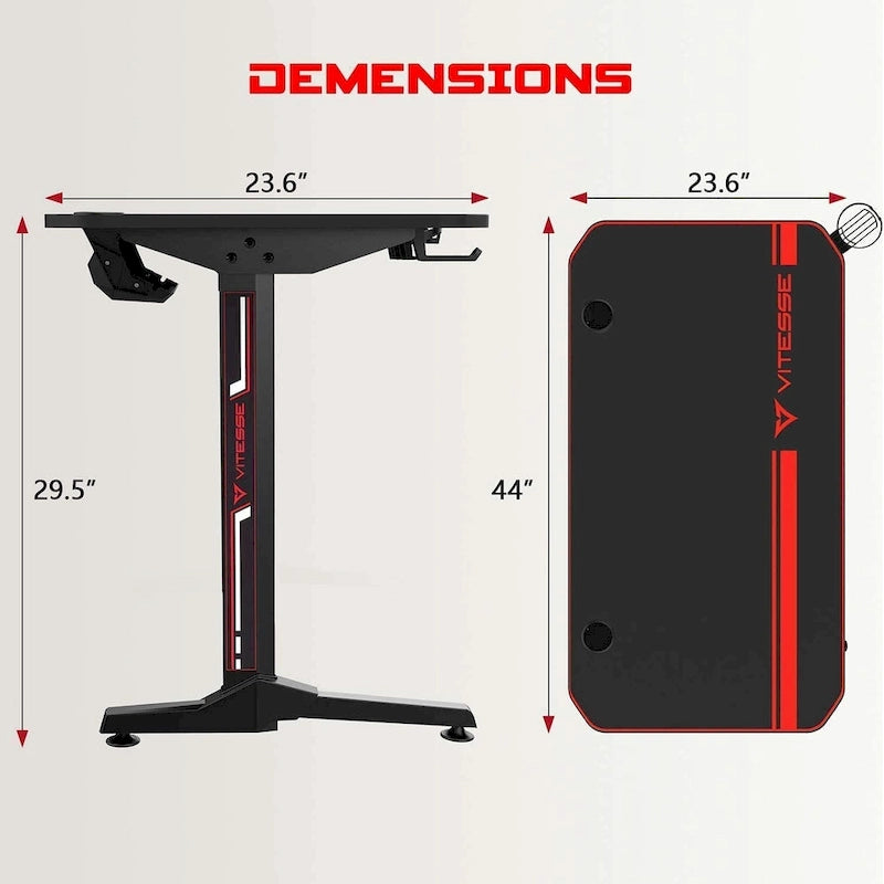 Ergonomic Gaming Desk T-Shaped Office PC Computer Desk with Full Desk Mouse Pad, Handle Rack, Cup Holder Headphone Hook
