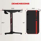 Ergonomic Gaming Desk T-Shaped Office PC Computer Desk with Full Desk Mouse Pad, Handle Rack, Cup Holder Headphone Hook