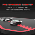 Ergonomic Gaming Desk T-Shaped Office PC Computer Desk with Full Desk Mouse Pad, Handle Rack, Cup Holder Headphone Hook