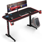 Ergonomic Gaming Desk T-Shaped Office PC Computer Desk with Full Desk Mouse Pad, Handle Rack, Cup Holder Headphone Hook