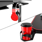 Ergonomic Gaming Desk T-Shaped Office PC Computer Desk with Full Desk Mouse Pad, Handle Rack, Cup Holder Headphone Hook