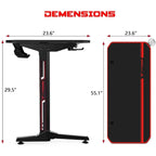 Ergonomic Gaming Desk T-Shaped Office PC Computer Desk with Full Desk Mouse Pad, Handle Rack, Cup Holder Headphone Hook