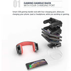 Ergonomic Gaming Desk T-Shaped Office PC Computer Desk with Full Desk Mouse Pad, Handle Rack, Cup Holder Headphone Hook