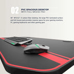 Ergonomic Gaming Desk T-Shaped Office PC Computer Desk with Full Desk Mouse Pad, Handle Rack, Cup Holder Headphone Hook