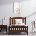 Classic Panel Bed Vertical Strip with Headboard Brown Twin/Full/Queen