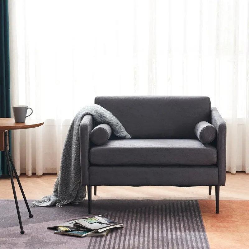 1.5 Seats Foil Fabric Surrounding Accent Chair with Pillow Indoor Circle Chair