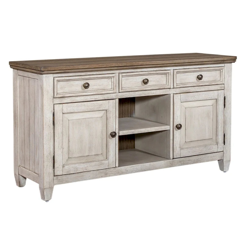 Heartland Antique White Tobacco 56 Inch Tile TV Console