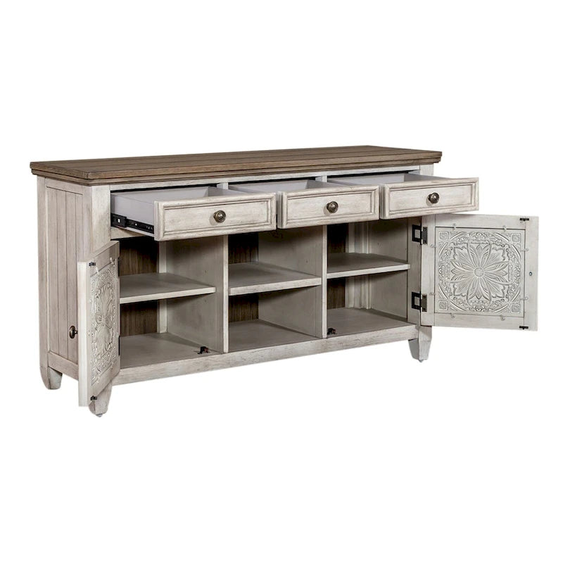 Heartland Antique White Tobacco 56 Inch Tile TV Console