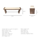 Elaine I Cream Fabric Seat w/ Brown Wood Entryway Bench - 58W x 15D x 20H