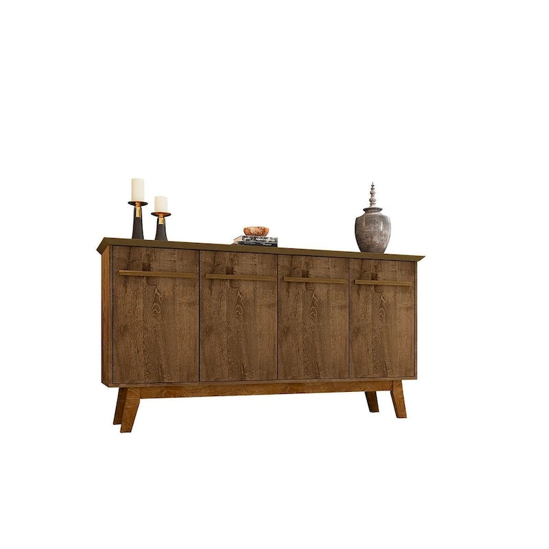 Yonkers 62.99 Sideboard with Solid Wood Legs and 2 Cabinets in Off White and Cinnamon