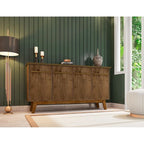 Yonkers 62.99 Sideboard with Solid Wood Legs and 2 Cabinets in Off White and Cinnamon
