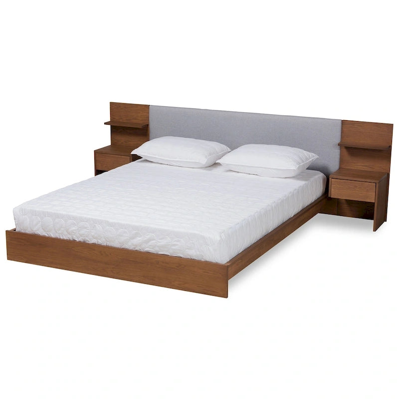 Modern and Contemporary Storage Bed with Built-In Nightstands