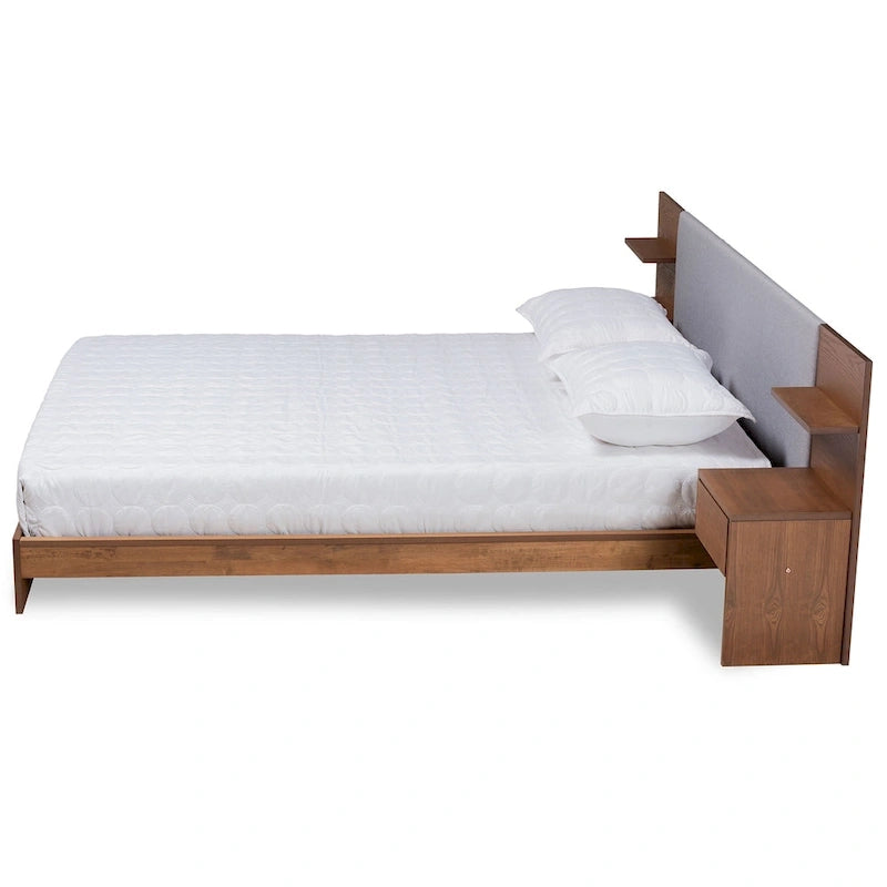 Modern and Contemporary Storage Bed with Built-In Nightstands