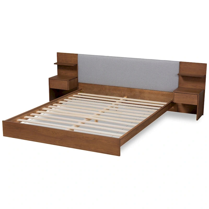Modern and Contemporary Storage Bed with Built-In Nightstands