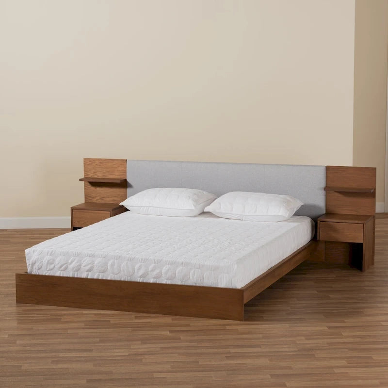 Modern and Contemporary Storage Bed with Built-In Nightstands