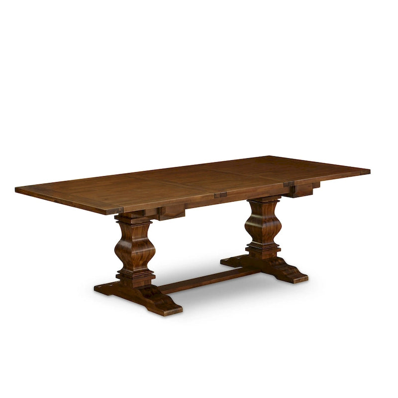 Dining Table Set- a Rectangle Dinner Table and Light Tan Linen Fabric Chairs, (Pieces Option)