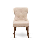 Dining Table Set- a Rectangle Dinner Table and Light Tan Linen Fabric Chairs, (Pieces Option)