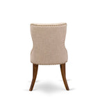 Dining Table Set- a Rectangle Dinner Table and Light Tan Linen Fabric Chairs, (Pieces Option)