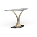 Wuct Modern Silver 46-inch Metal Half-moon Pedestal Sofa Table with Glass Top