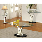 Wuct Modern Silver 46-inch Metal Half-moon Pedestal Sofa Table with Glass Top
