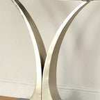 Wuct Modern Silver 46-inch Metal Half-moon Pedestal Sofa Table with Glass Top