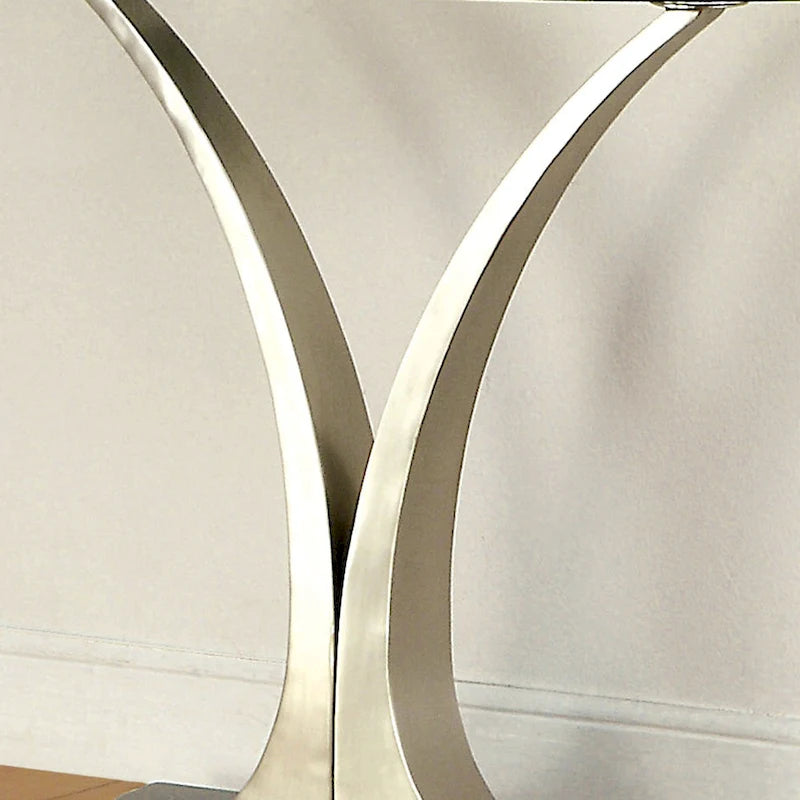 Wuct Modern Silver 46-inch Metal Half-moon Pedestal Sofa Table with Glass Top
