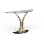 Wuct Modern Silver 46-inch Metal Half-moon Pedestal Sofa Table with Glass Top
