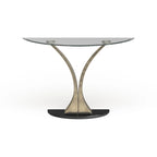 Wuct Modern Silver 46-inch Metal Half-moon Pedestal Sofa Table with Glass Top