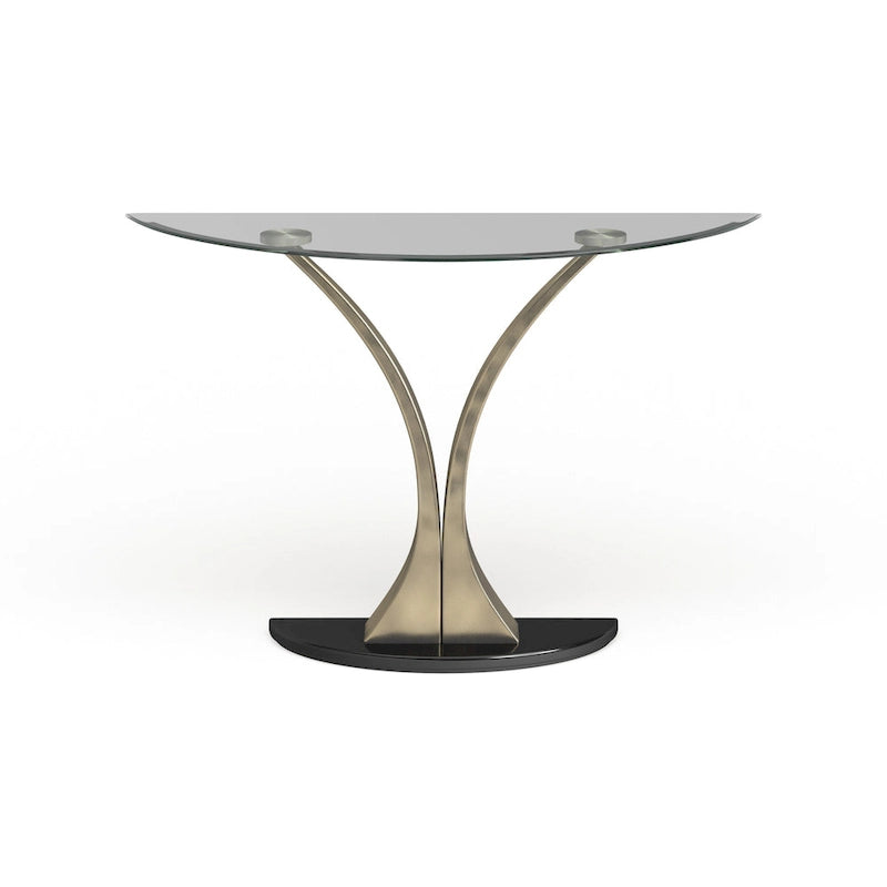Wuct Modern Silver 46-inch Metal Half-moon Pedestal Sofa Table with Glass Top
