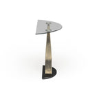 Wuct Modern Silver 46-inch Metal Half-moon Pedestal Sofa Table with Glass Top