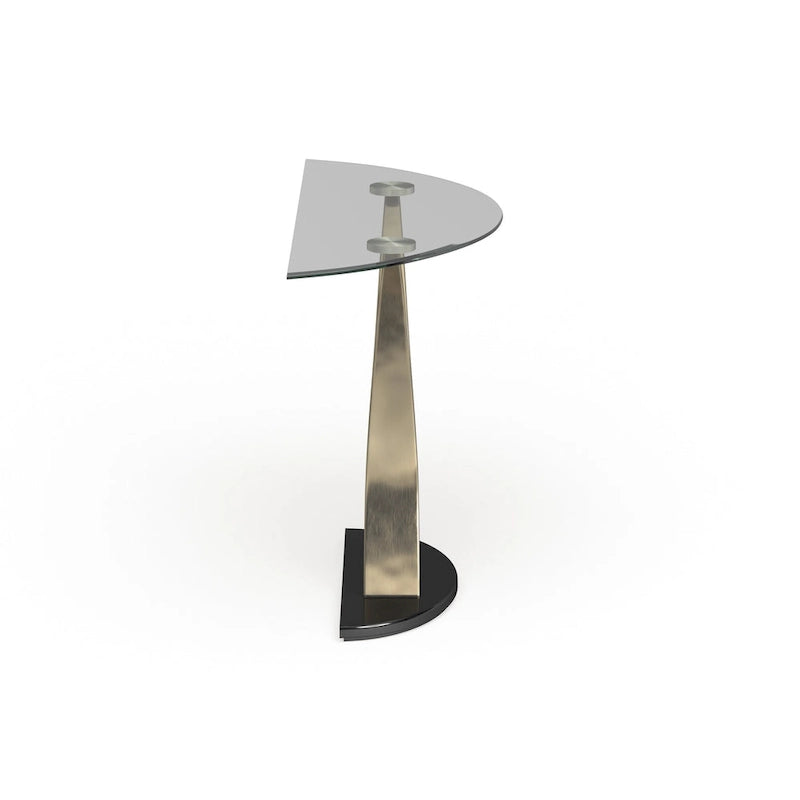 Wuct Modern Silver 46-inch Metal Half-moon Pedestal Sofa Table with Glass Top