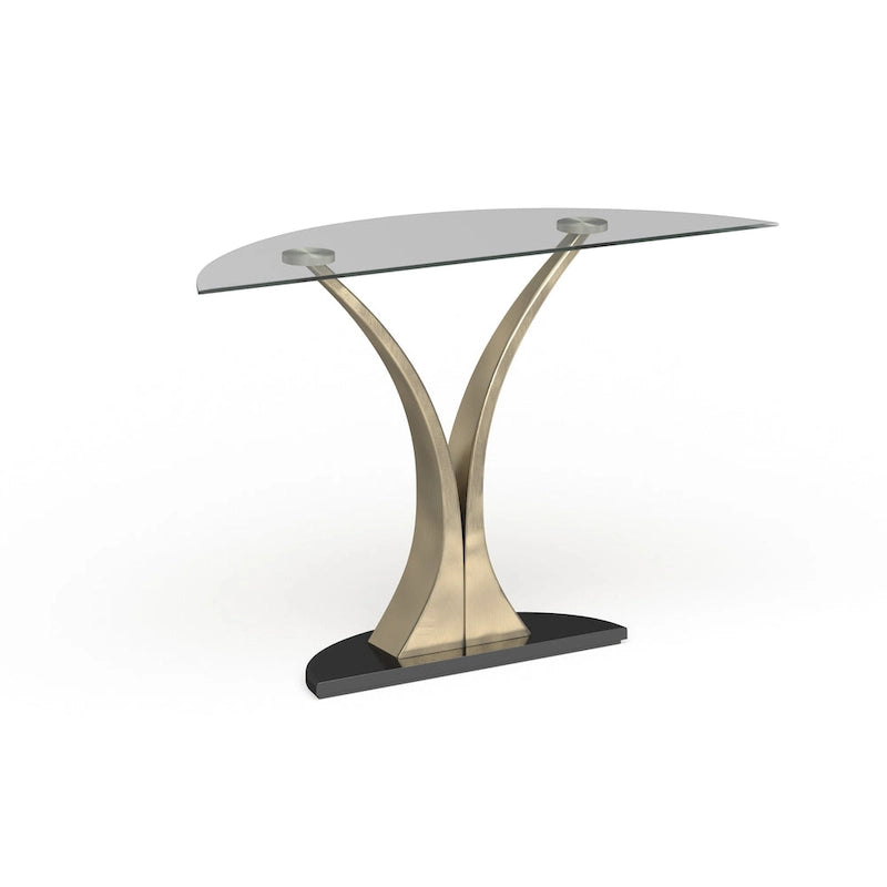 Wuct Modern Silver 46-inch Metal Half-moon Pedestal Sofa Table with Glass Top