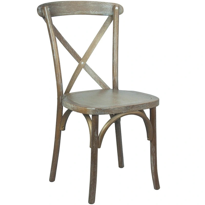 Modern Solid Wood Stacking Cross Back Dining Chairs (Set of 2)