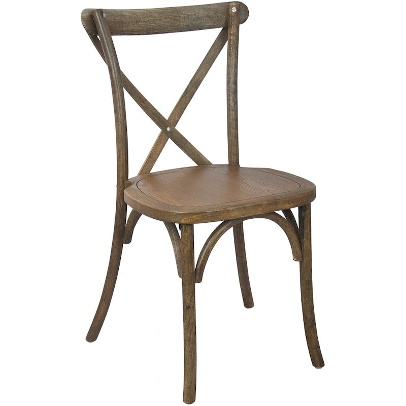 Modern Solid Wood Stacking Cross Back Dining Chairs (Set of 2)