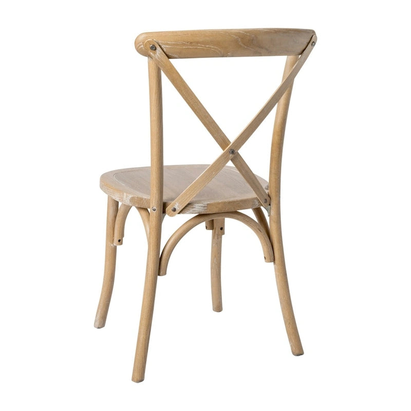 Modern Solid Wood Stacking Cross Back Dining Chairs (Set of 2)